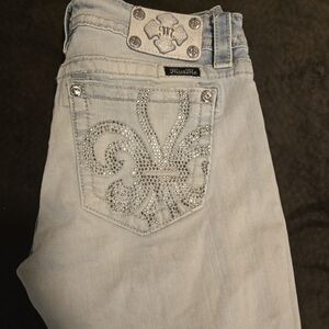 Miss Me Light Blue Jeans with Silver Embellishments
